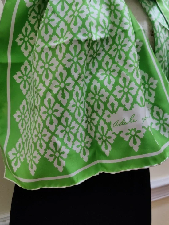 Vintage 1960s–70s Adele Simpson Silk Scarf – Mod Graphic Floral, Oblong 16x68 - Picture 5 of 10